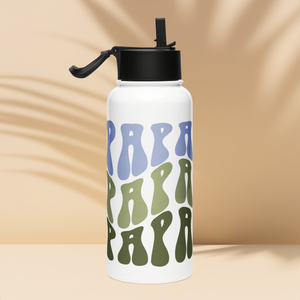 Papa - Stainless steel water bottle with a straw lid