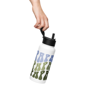 Papa - Stainless steel water bottle with a straw lid
